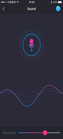 Lovense Remote -appens skärmdump Ljud aktiverat.