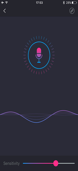 Lovense Remote -appens skärmdump Ljud aktiverat.